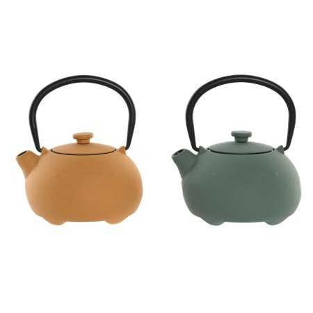 Théière Home ESPRIT Jaune Vert Acier inoxydable Fer 350 ml (2 Unités)