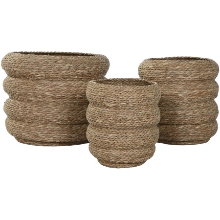 Cache-pot Home ESPRIT Marron Fibre Urbaine 42 x 42 x 39 cm (3 Pièces)