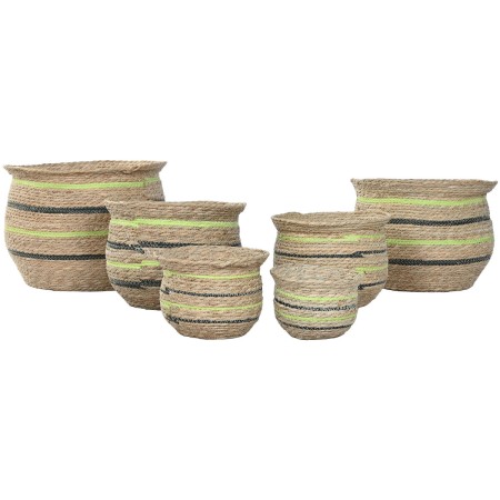 Cache-pot Home ESPRIT Marron Vert Fibre Arabe 44 x 44 x 33 cm (6 Unités)