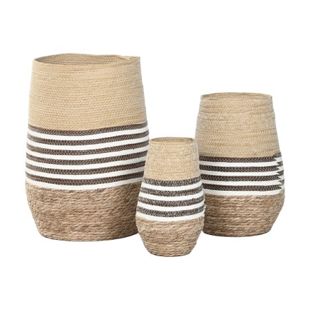 Macetero Home ESPRIT Marrón Bicolor Fibra Urbano 31 x 31 x 49 cm (3 Piezas)