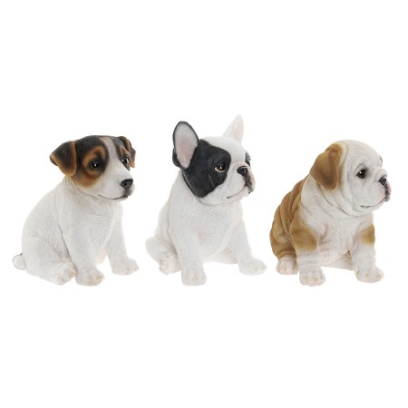 Figura Decorativa Home ESPRIT Blanco Marrón Negro Perro 16,5 x 11,5 x 16 cm (3 Unidades)