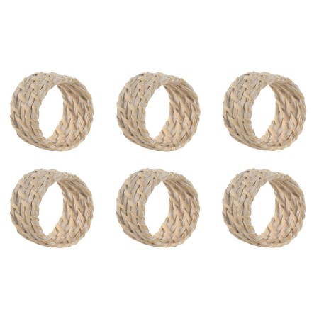 Anillo servilletero Home ESPRIT Blanco Natural Bambú Ratán 5 x 5 x 3 cm