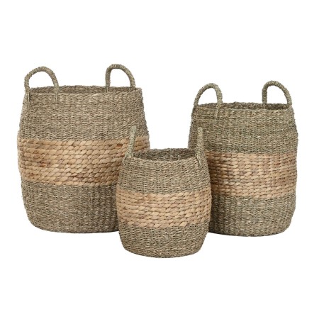Juego de Cestas Home ESPRIT Natural Jacinto de agua Tropical (3 Piezas)