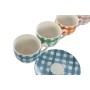 Jeu de 6 tasses avec plat Home ESPRIT Bleu Vert Orange Rose Porcelaine 240 ml