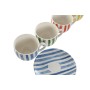 Juego de 6 Tazas con Plato Home ESPRIT Amarillo Azul Verde Coral Porcelana 240 ml