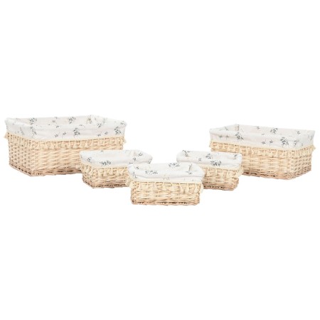 Panier à linge Home ESPRIT Naturel osier Shabby Chic 48 x 38 x 22 cm 5 Pièces