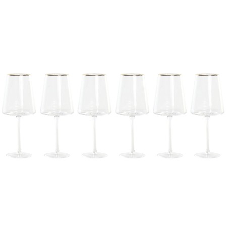 Verre à pied évasé de champagne et de cava Home ESPRIT Transparent Doré Verre 400 ml (6 Unités)