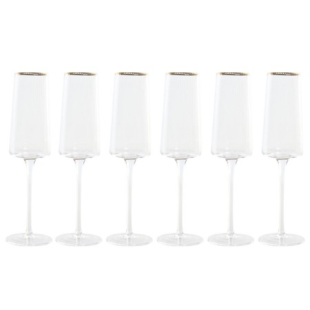 Verre à pied évasé de champagne et de cava Home ESPRIT Transparent Doré Verre 400 ml (6 Unités)