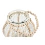 Bougeoir Home ESPRIT Transparent Naturel Marron Clair Bois Verre 22 x 22 x 22 cm