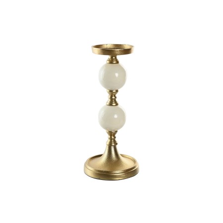Candelabro Home ESPRIT Blanco Dorado Aluminio Moderno 15 x 15 x 33 cm