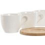 Juego de 6 Tazas con Plato Home ESPRIT Blanco Natural Bambú Porcelana 220 ml
