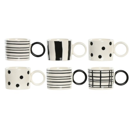 Ensemble de tasses à café Home ESPRIT Blanc Noir Porcelaine 90 ml