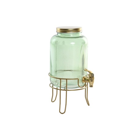 Distributeur d'eau Home ESPRIT Vert Doré Métal Verre 4 L 16 x 16 x 24,6 cm