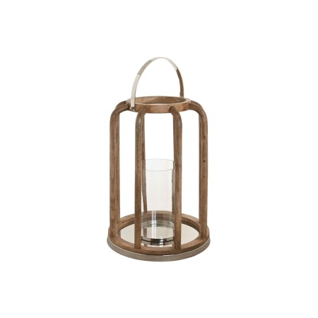 Bougeoir Home ESPRIT Marron Argenté Naturel Verre Bois de manguier 30 x 30 x 42 cm