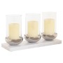 Bougeoir Home ESPRIT Blanc Argenté Verre Marbre 40 x 13 x 22 cm