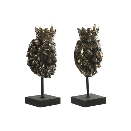 Figura Decorativa Home ESPRIT Marrón oscuro León Corona 21 x 18 x 44 cm (2 Unidades)