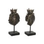 Figura Decorativa Home ESPRIT Marrón oscuro León Corona 21 x 18 x 44 cm (2 Unidades)