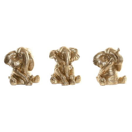 Figurine Décorative Home ESPRIT Doré Eléphant 13 x 12 x 14 cm (3 Unités)