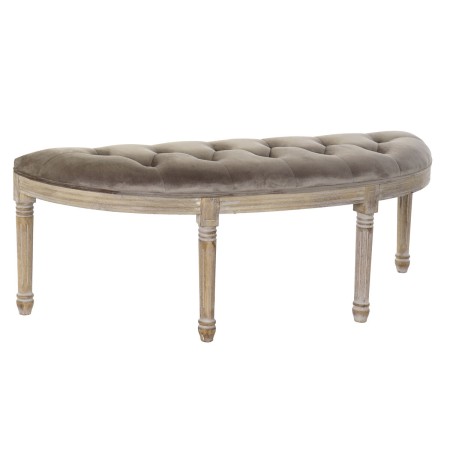 Banquette DKD Home Decor  Naturel Gris Polyester Velours Bois d'hévéa (125 x 45 x 48 cm)