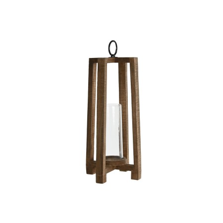 Portavelas Home ESPRIT Natural Cristal Madera de mango 27 x 27 x 54 cm