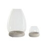 Portavelas Home ESPRIT Blanco Natural Cristal Madera de mango 30 x 30 x 40 cm (2 Unidades)
