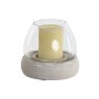 Portavelas Home ESPRIT Blanco Natural Cristal Madera de mango 30 x 30 x 40 cm (2 Unidades)