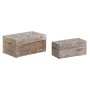 Caja-Joyero Home ESPRIT Blanco Natural Madera de mango (2 Piezas)