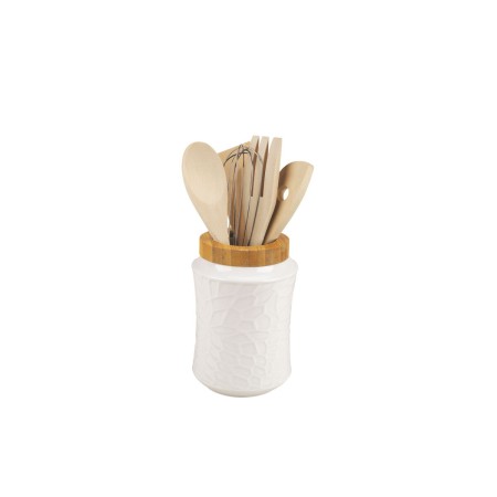 Pot pour ustensiles de cuisine Home ESPRIT Bambou Porcelaine 6 Pièces