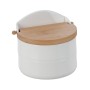 Salero con Tapa Home ESPRIT Blanco Natural Bambú Porcelana 12 x 10 x 11 cm