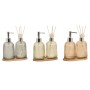 Set de Baño Home ESPRIT Gris Naranja Ambar Bambú Cristal 3 Piezas