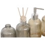 Set de Baño Home ESPRIT Gris Naranja Ambar Bambú Cristal 3 Piezas