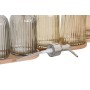 Set de Baño Home ESPRIT Gris Naranja Ambar Bambú Cristal 3 Piezas