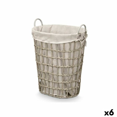 Panier Kipit HX30553 Gris Polyester Tissu polypropylène Fer Plastique 50 % coton 48 x 58 x 34 cm 49 x 58 x 35 cm (6 Unités)