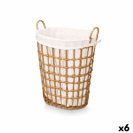 Panier Kipit HX30555 Naturel Polyester Tissu polypropylène Fer Plastique 50 % coton 48 x 58 x 34 cm 49 x 58 x 35 cm (6 Unités)