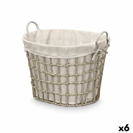 Cesto Kipit HX30562 Gris Poliéster Tela Polipropileno Hierro Plástico 50 % algodón 51 x 41 x 41 cm 55,6 x 42,5 x 40 cm (6 Uni