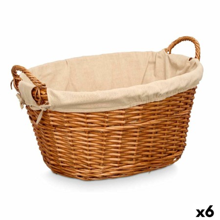 Cesto Kipit HX31039 Natural Poliéster Mimbre Tela 50 % algodón 60 x 35 x 48 cm (6 Unidades)