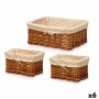 Juego de Cestos Kipit HX31449S/3 Natural Poliéster Mimbre Tela 50 % algodón 39 x 16 x 30 cm (6 Unidades)