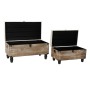 Banc de coffre DKD Home Decor 2 Pièces Beige Bois Polyester (80 x 40 x 44 cm)