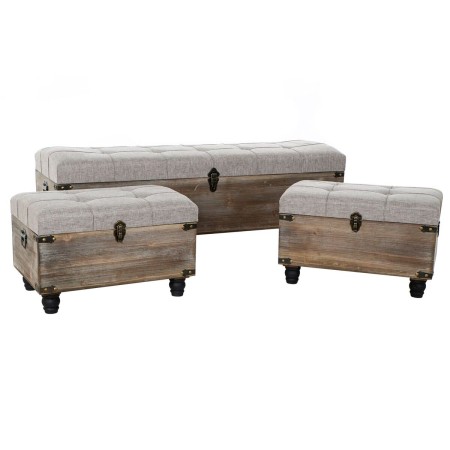 Banquette DKD Home Decor  Noir Gris Bois Marron Polyester (120 x 40 x 42 cm)