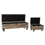 Banc de Pied de Lit DKD Home Decor Marron Crème 3 Pièces Bois Polyester Traditionnel (119 x 41 x 42 cm) (3 pcs)