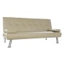 Canapé Convertible DKD Home Decor Beige Métal Polyester Bois d'hévéa (185 x 80 x 88 cm)