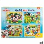 Set de 4 Puzzles Mickey Mouse 35 x 1,5 x 25 cm 48 Pièces (6 Unités)