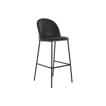 Tabouret DKD Home Decor Noir Métal Polyester Gris foncé (42 x 50 x 102 cm)