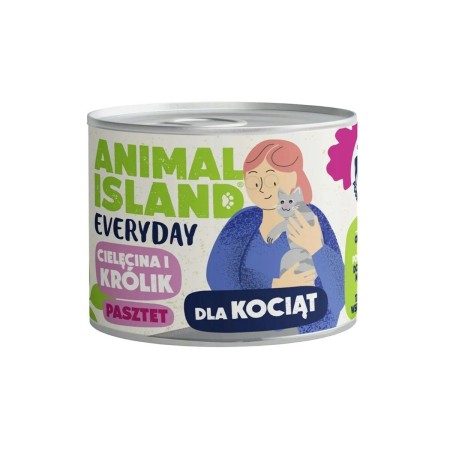Aliments pour chat ANIMAL ISLAND Everyday Veal and rabbit for kittens Veau 185 g