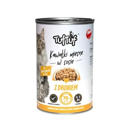 Aliments pour chat Tuftuf Pieces of meat in sauce with beef 415 g