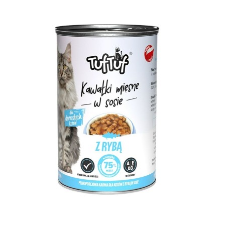 Aliments pour chat Tuftuf Pieces of meat in sauce with fish Poisson 415 g