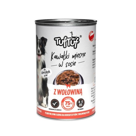 Alimentation humide Tuftuf Chunks in gravy with beef Viande de bœuf