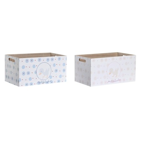 Caja de Almacenaje DKD Home Decor Azul Rosa Madera MDF 36 x 21 x 18 cm (2 Unidades)
