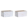 Caja de Almacenaje DKD Home Decor Azul Rosa Madera MDF 36 x 21 x 18 cm (2 Unidades)