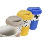 Taza con Tapa DKD Home Decor Multicolor Animales Urbano 400 ml (4 Unidades)